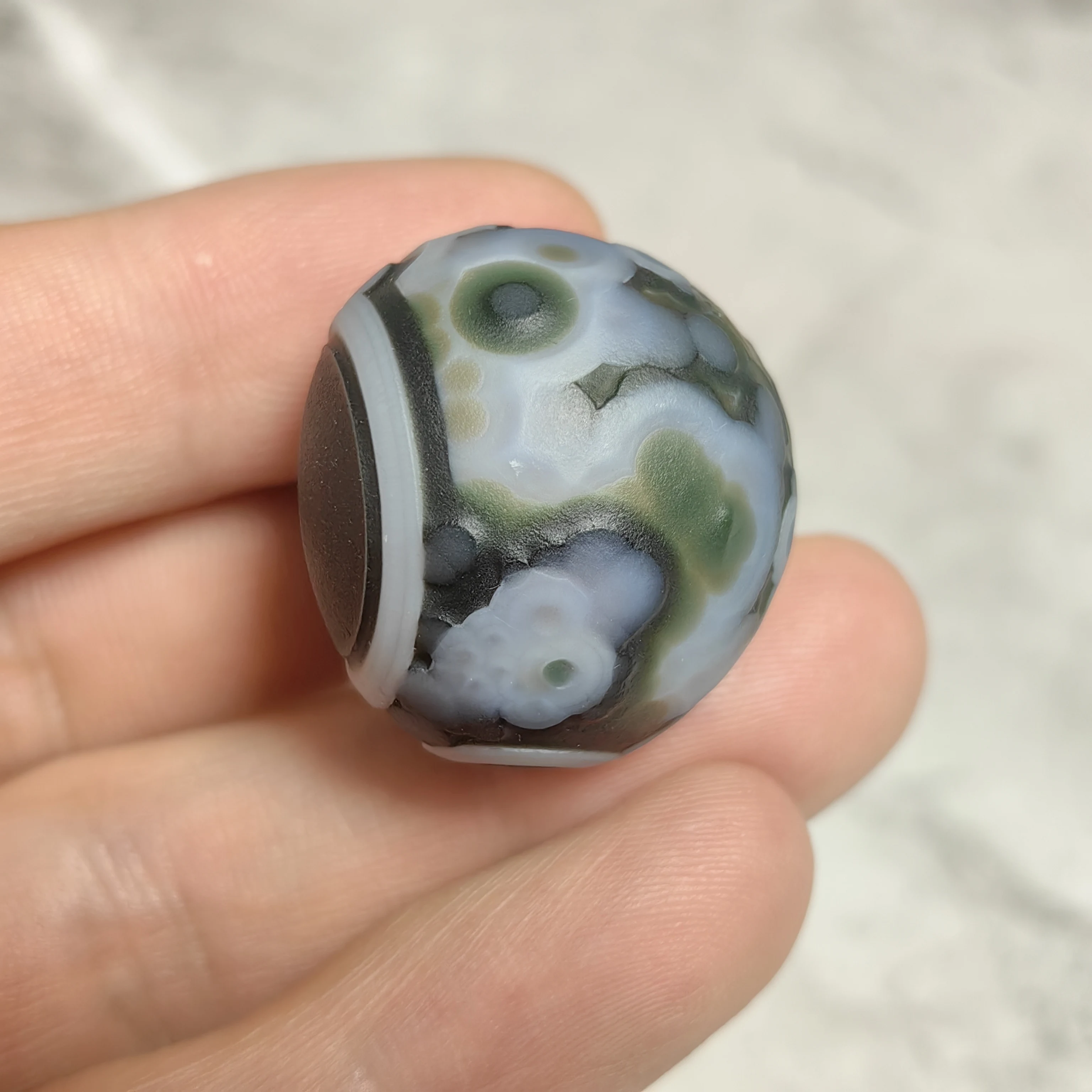Natural Tibetan Dzi Agate Eye Bead Gobi Rock Mineral Specimen Palm Stone Jewelry Making Bracelet Necklace DIY Gift Accessory - view 6