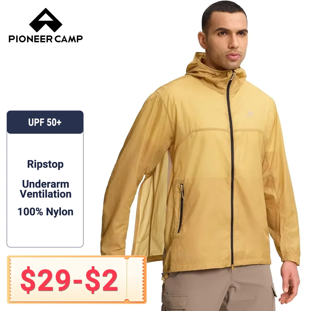 Pioneer Camp Men's Ultralight Sun Protection Hoodie Jacket UPF 50+ Packable Breathable Water Repellent Hiking Outdoor Golf