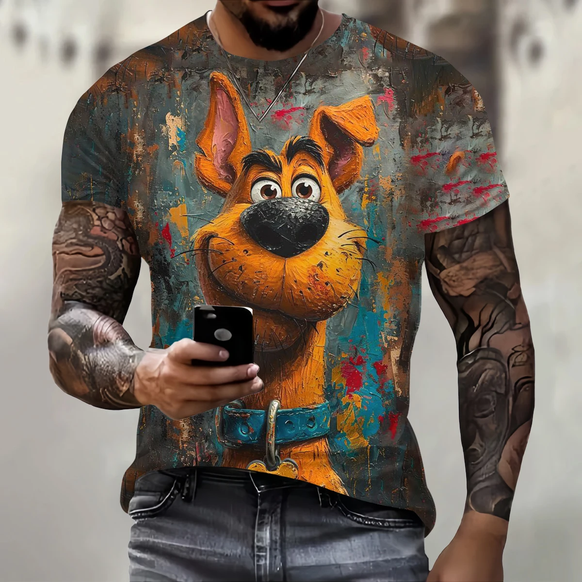 Funny 3D Dog Print Men's T Shirt Casual O-neck Loose Short Sleeve Fashion Trend Men Clothing Summer Breathable Oversized T-shirt