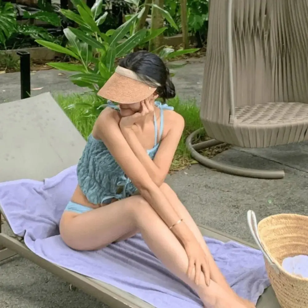 

Дизайнерский термопружинный купальник с креплением на шею, утягивающий вырез, узор тай-дай, ажурное бикини, дизайн с разрезом