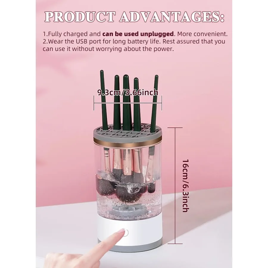 PRO Detergente per pennelli per trucco Detergente per pennelli cosmetici elettrico rotante automatico Trucco portatile Adatto per l'uso delle dimensioni del