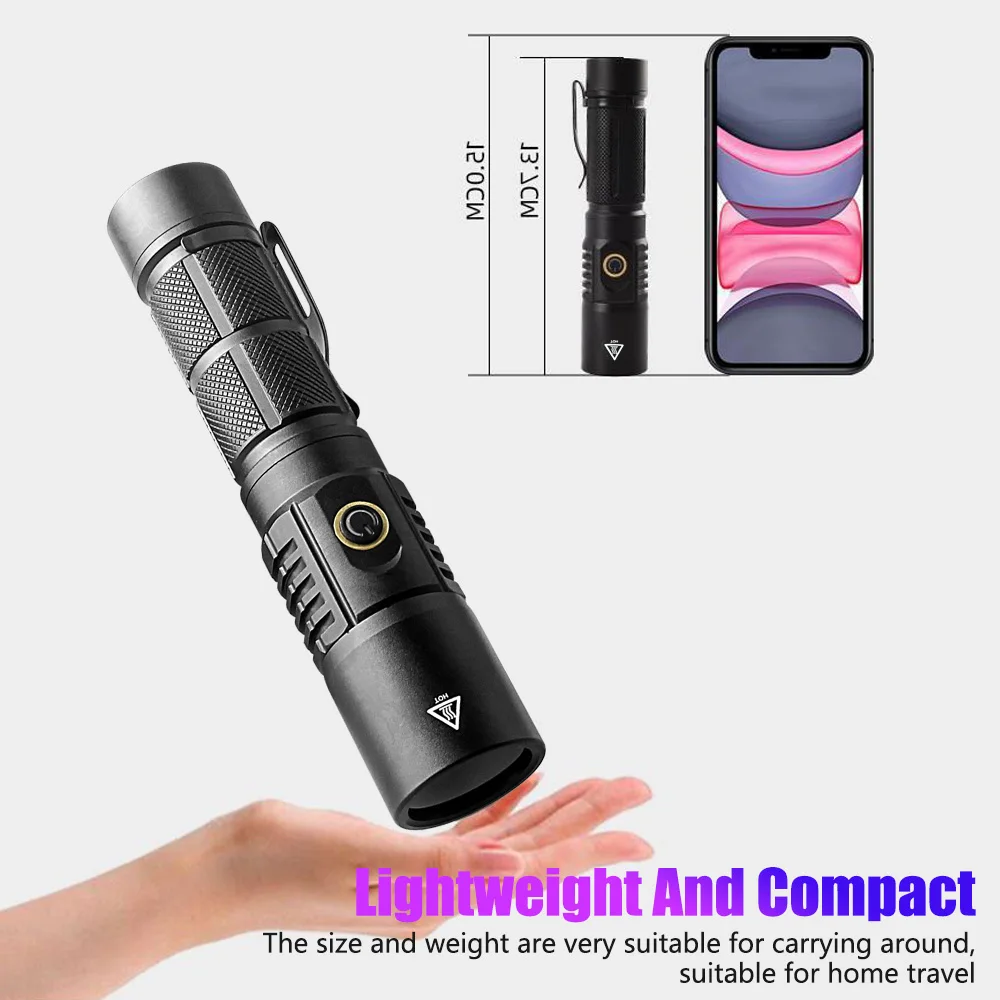 30W Mini 365nm UV Lampe de poche Miroir Noir Ultra Violet Light Banknote Jade Inspection Torche Curing Colloïdal Pet Moss Détecteur pour chat Chien Taches Pusière de lit Moisi Nourriture