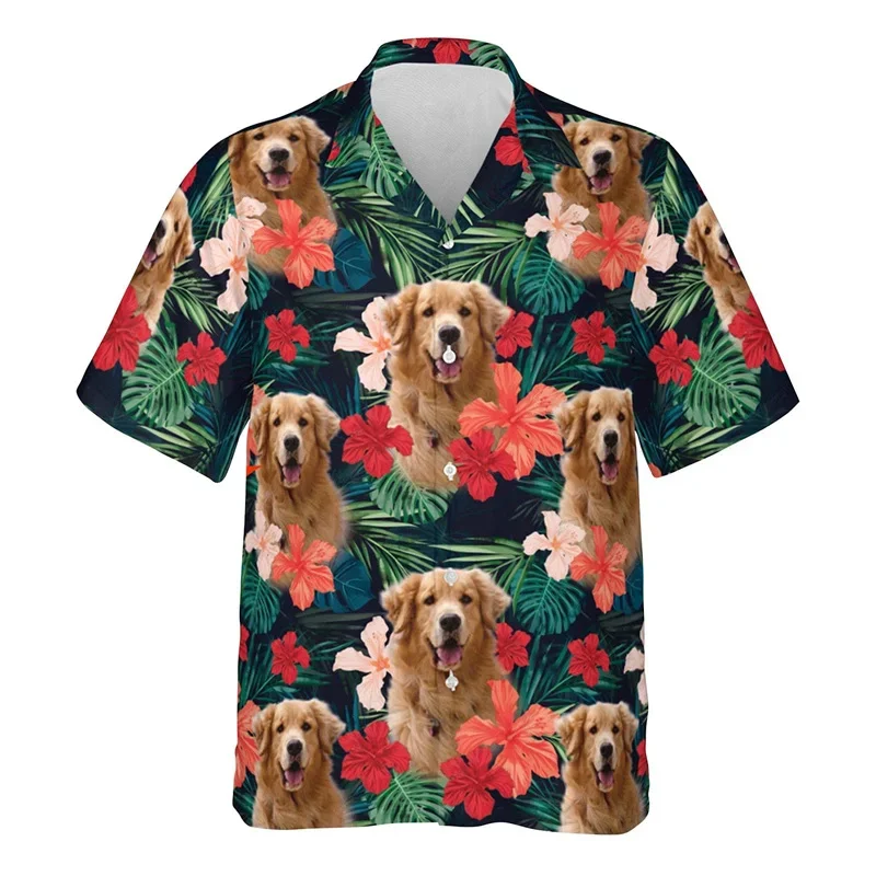 Baju gambar anjing Harajuku, baju pakaian blus lucu mode pria, baju anjing motif anjing, binatang imut, 3D, baru, musim panas