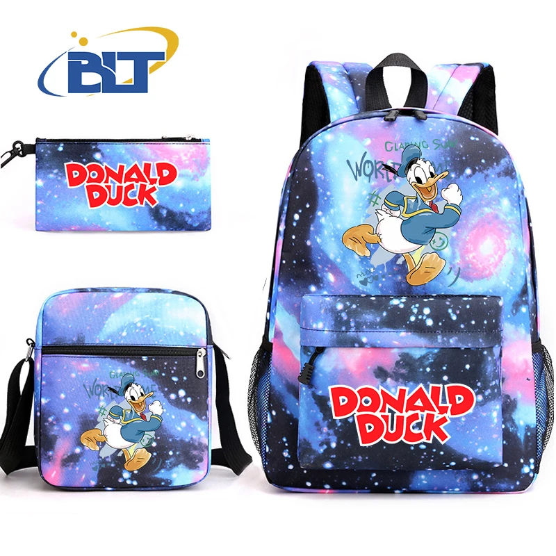 MINISO Donald Duck printed student school bag set Children's shoulder bag pencil bag backpack 3-piece set