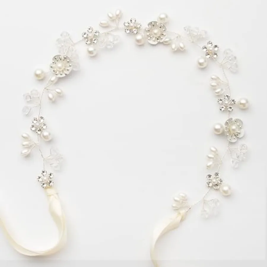 

Flower Girl Headband, Princess Crystal Headpiece, Flower Girl Hair Accessories, Rhinestone Pearl Headband, Suitable for Girls a