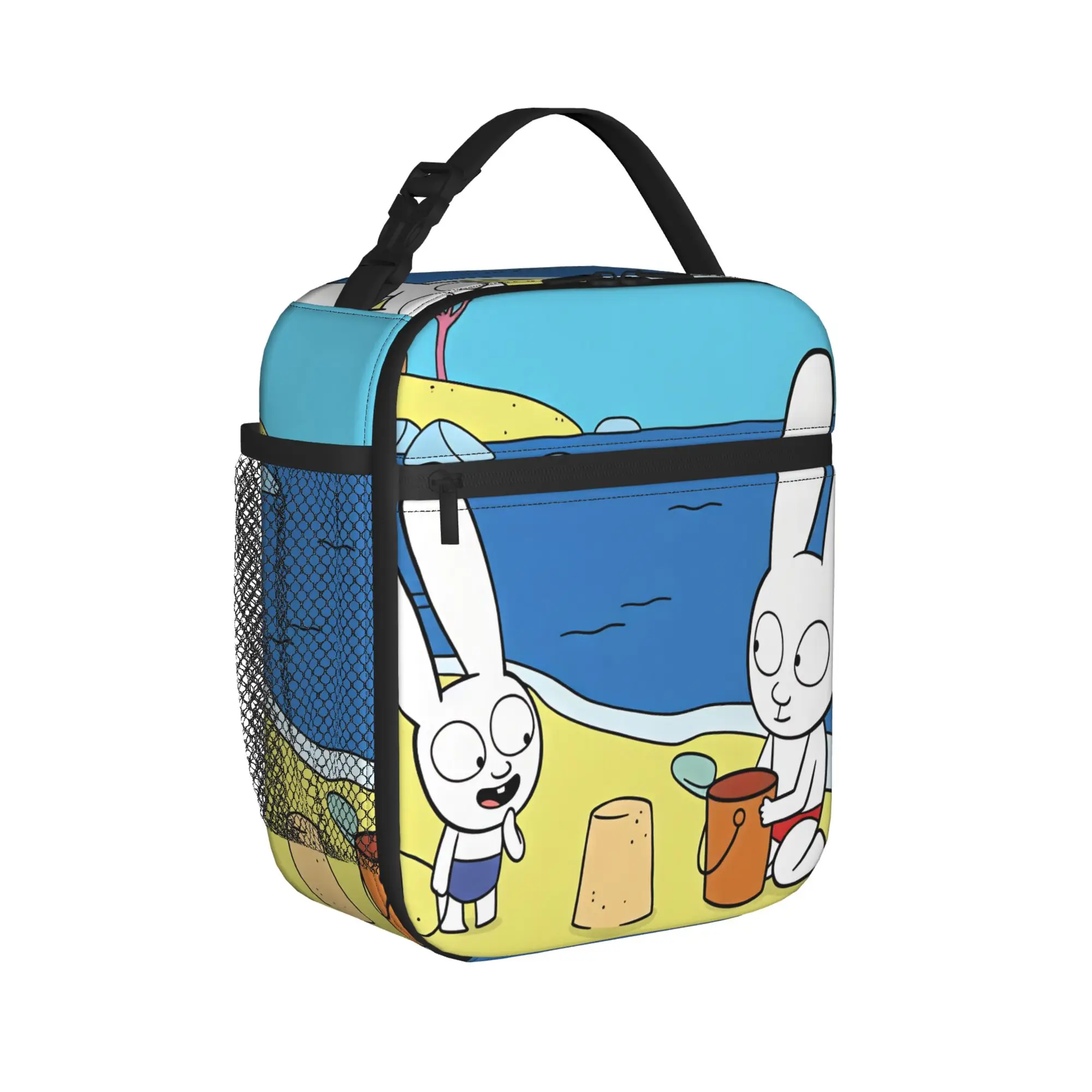 Simon Super Rabbit Lunch Bag  Retro Lunch Box Office Portable Zipper Thermal Lunch Bags For Child Oxford Print Cooler Bag