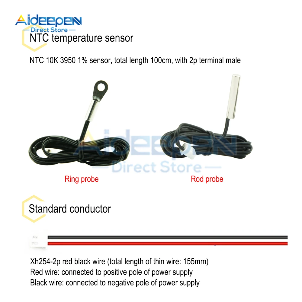 DC 4-30V LED Display Dual Digital Voltmeter Temperature Sensor Thermometer Voltage Tester With NTC 3950 Probe Cable -50~120℃