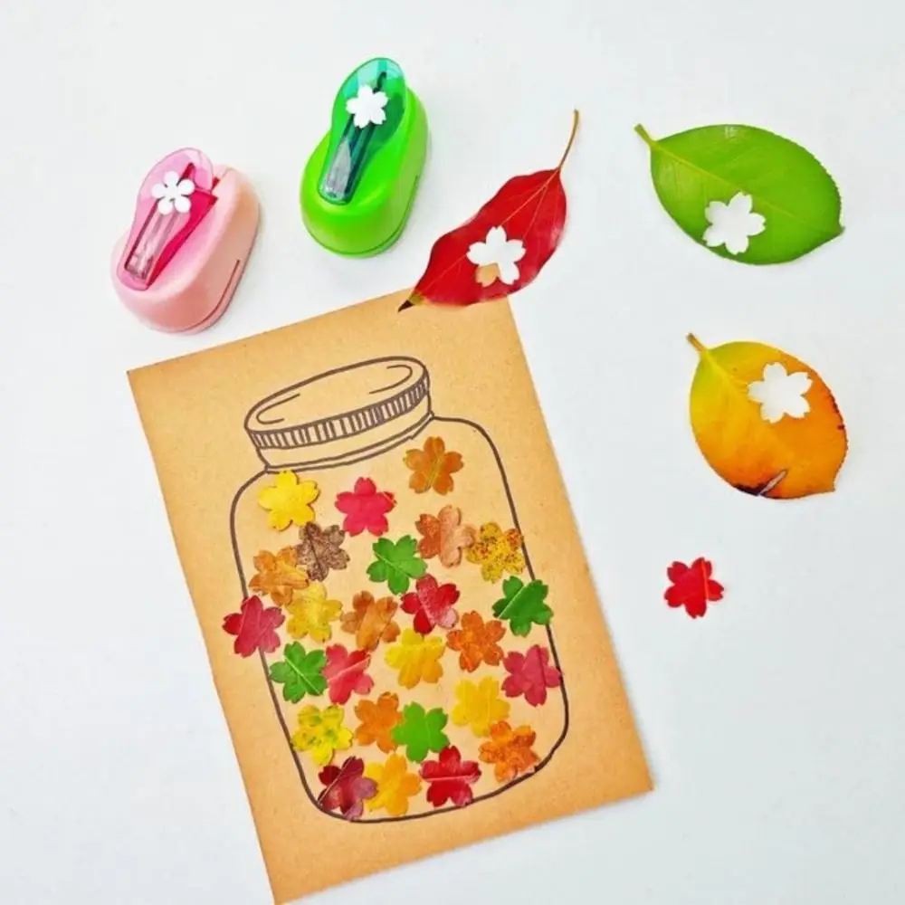 Various Shapes DIY Puncher Craft Set With Storage Box Plastic Mini Embossing Punch DIY Projects Flower Shaped Punch