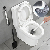 Toilet Brush and Gap Cleaning Brush Set Soft Silicone Toilet Scrubber with Hard Bristle Crevice Brush Bathroom Cleaning Kit