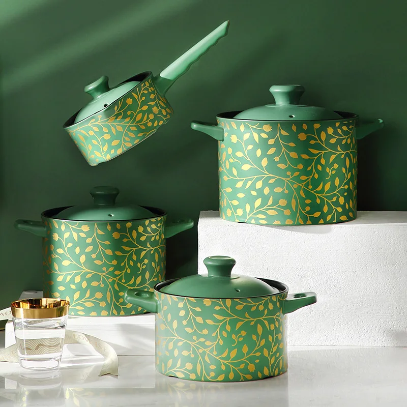 

Hot Chinese Ceramic Casserole Milk Hot Dish Ceramic Casserole Milk Soup Pot Stew Pot Green Electric Casserole