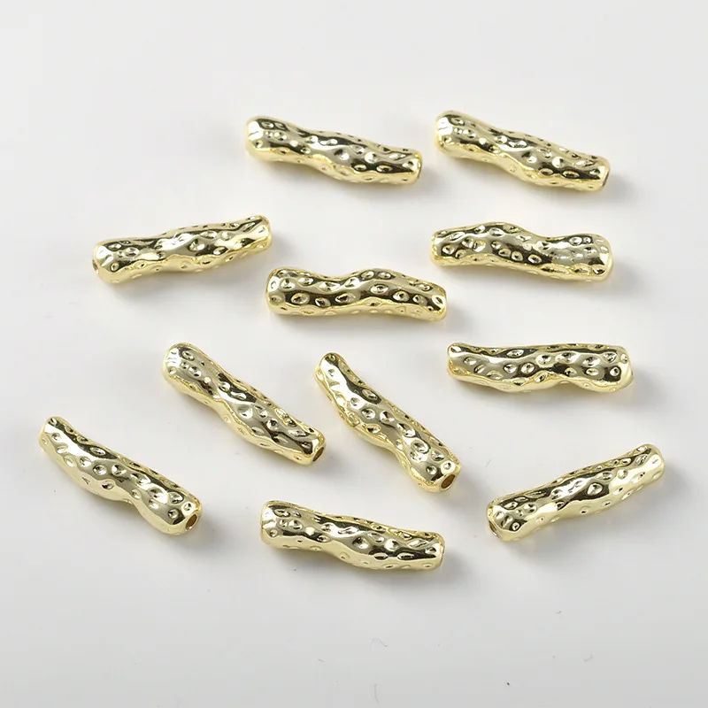 14k Electroplated Gold Color Baroque Long Bead Spacer Tube Beads DIY Handmade Beaded Bracelet Necklace Earrings Material