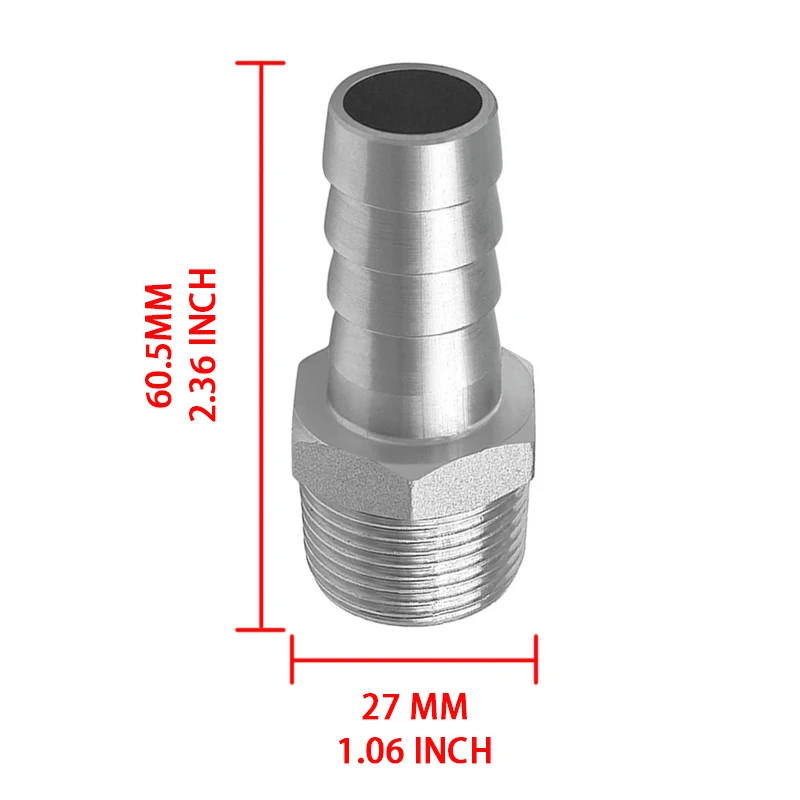 Stainless Steel Water Hose Adapter with Male Thread: Converts 3/4