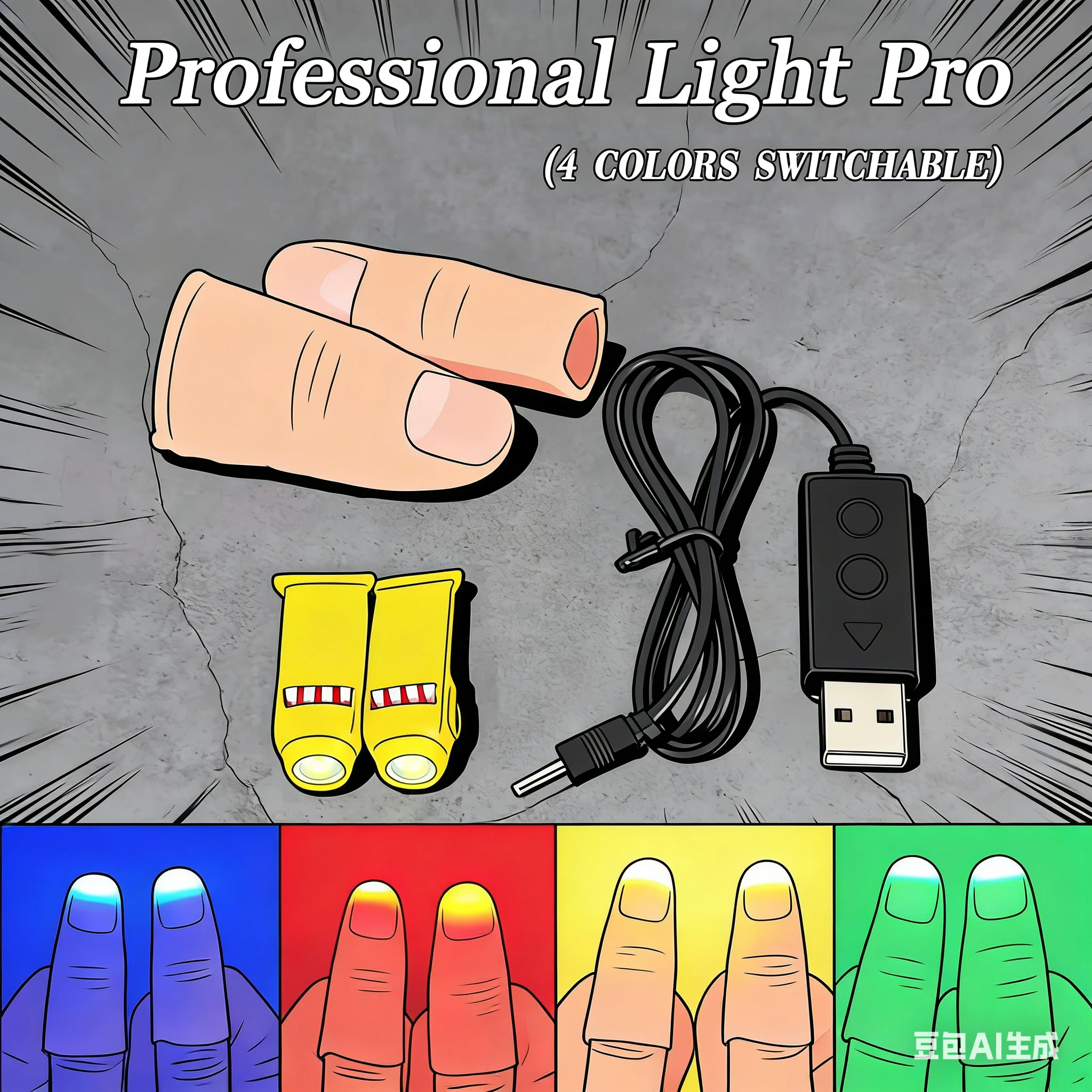 

Профессиональный световой прибор Light Pro (4 цвета) для фокусов, USB-заряжаемый, светодиодный, для магов, сценические реквизиты и аксессуары