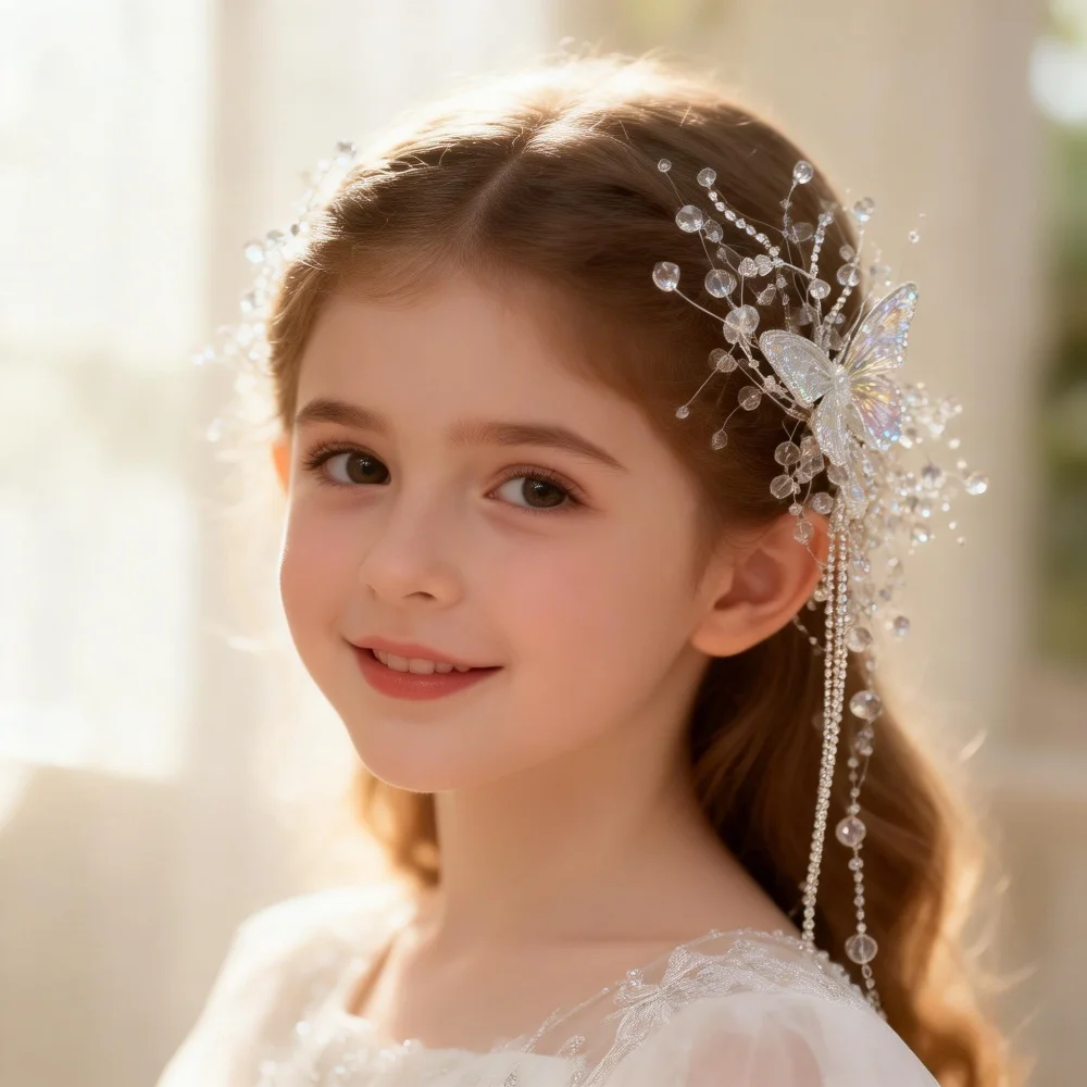 1 Pack Floral Butterfly Children's Headband, Fairy Style, Suitable for Flower Girl Wedding / Photo Shoot / Holiday Performance