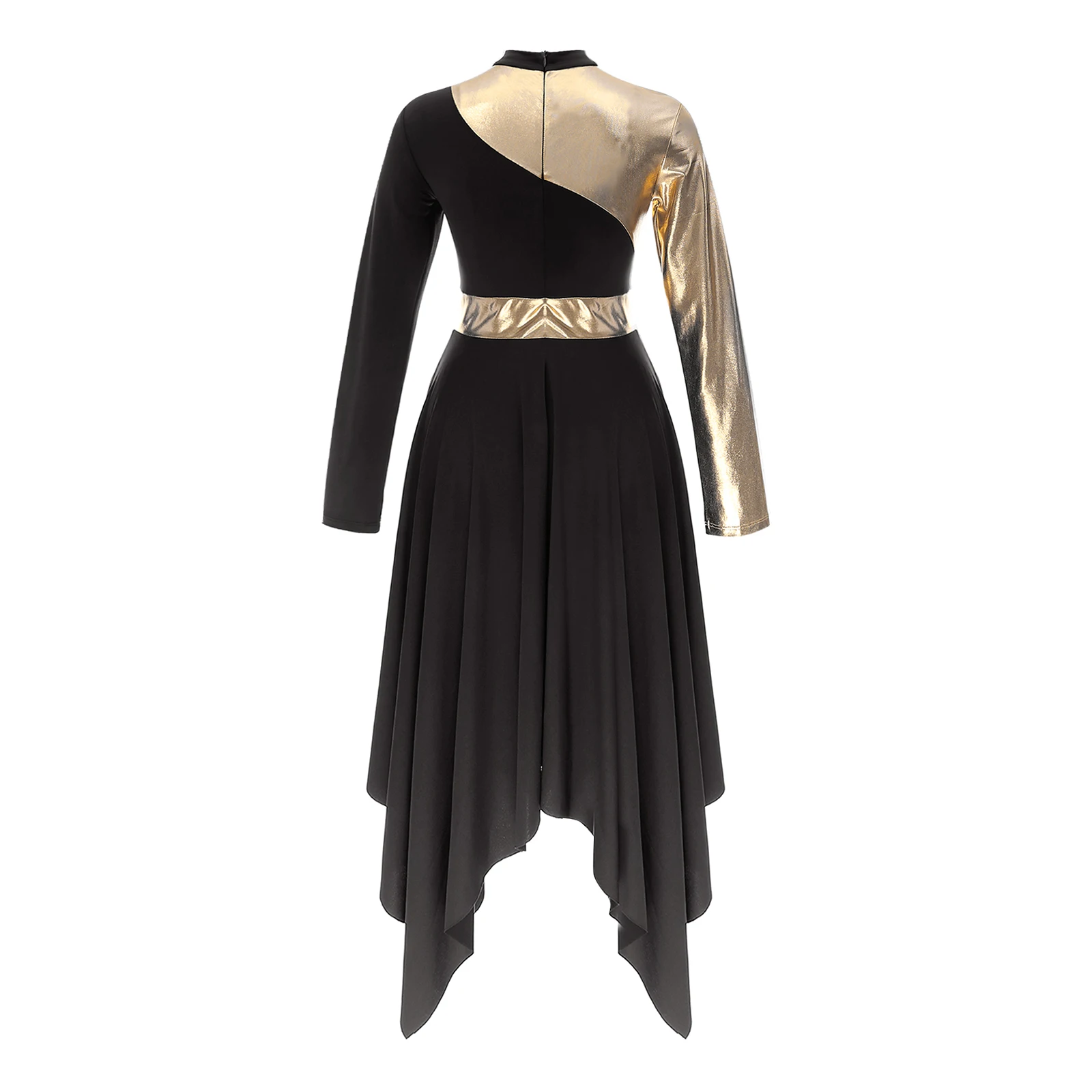 Robe de danse de ballet à manches longues pour femmes, costume de performance de salle de Rhlyrique moderne, robes à ourlet, salle de sport, patinage artistique