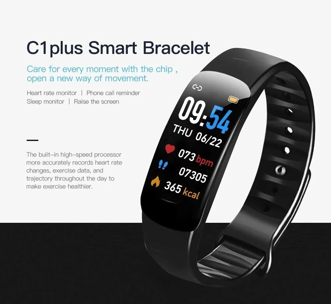 

2023 New C1 Smart Watches Waterproof Fitness Tracker Realtime Monitoring Multifunctional Sports Bracelet For Android IOS Unisex