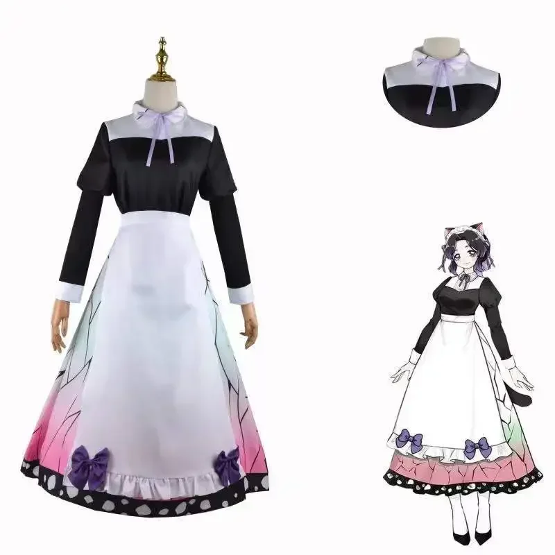 Anime Cosplay kimetsu no Yaiba kochou Shinobu vestido de sirvienta sexy traje vestido de fusión para mujeres ropa de cosplay linda