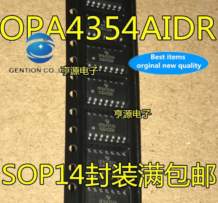 10 шт., 100% оригинальные новые фотообои, a4354aidr OPA4354A SOP14 SMD, микросхема усилителя