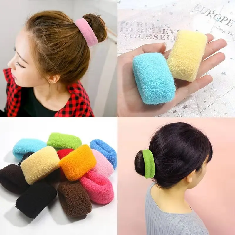 12PCS/Bag Simple Basic Elastic Rubber Bands Wide Side Thick Ponytail Holder Scrunchies Hair Accessories Multicolor Headwear