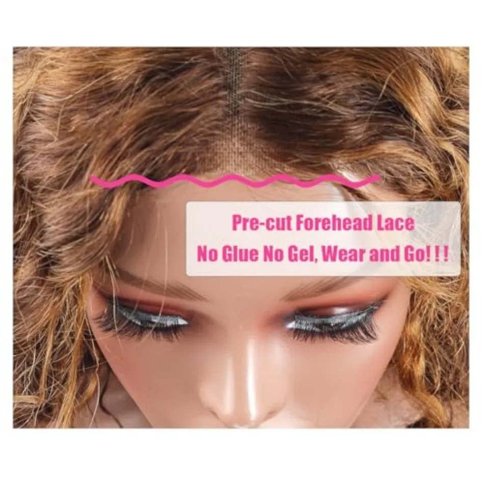 4/27 أومبير تسليط الضوء على الدانتيل شعر مستعار أمامي شعر الإنسان قبل قطعها 250% الكثافة العسل شقراء ارتداء والذهاب غلويليس شعر مستعار 5X5 شعر مستعار بدون صمغ #3