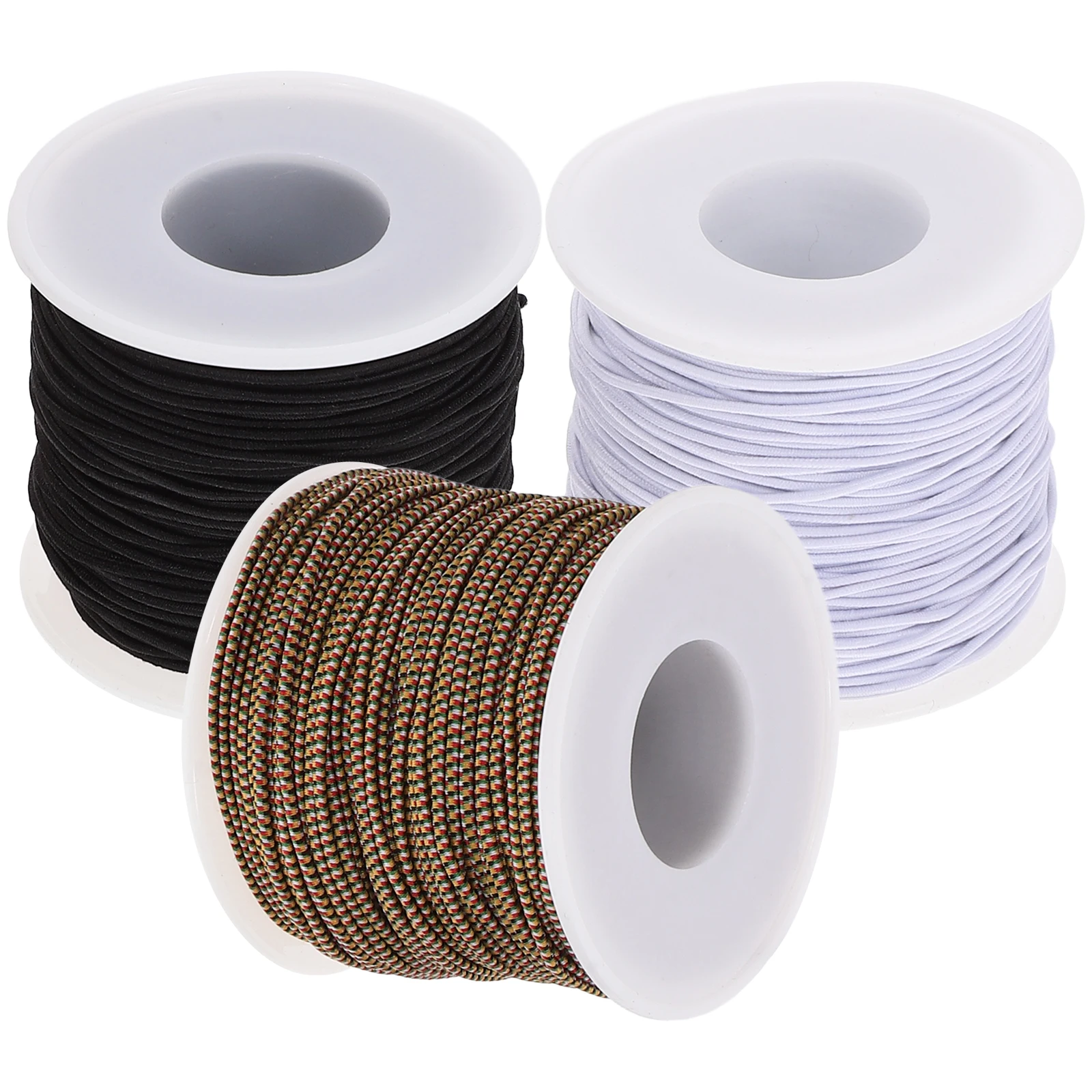 

3 Rolls 1mm Black White Pattern Elastic Cord for Bracelet Necklace DIY Jewelry Making Supplies Accessories Beading String