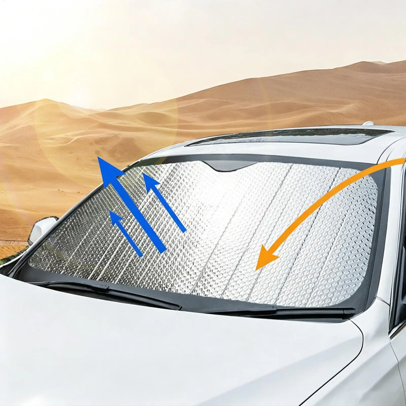 Windshield Sunshade Foldable Heat Insulation Visor Windshield Sunscreen for Hot Weather Driving SUV Truck Road Trips Daily