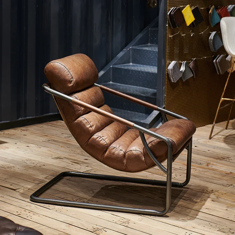Medieval cigar bar, lazy lounge chair, American retro balcony bay window, casual metal tea room, tea chair