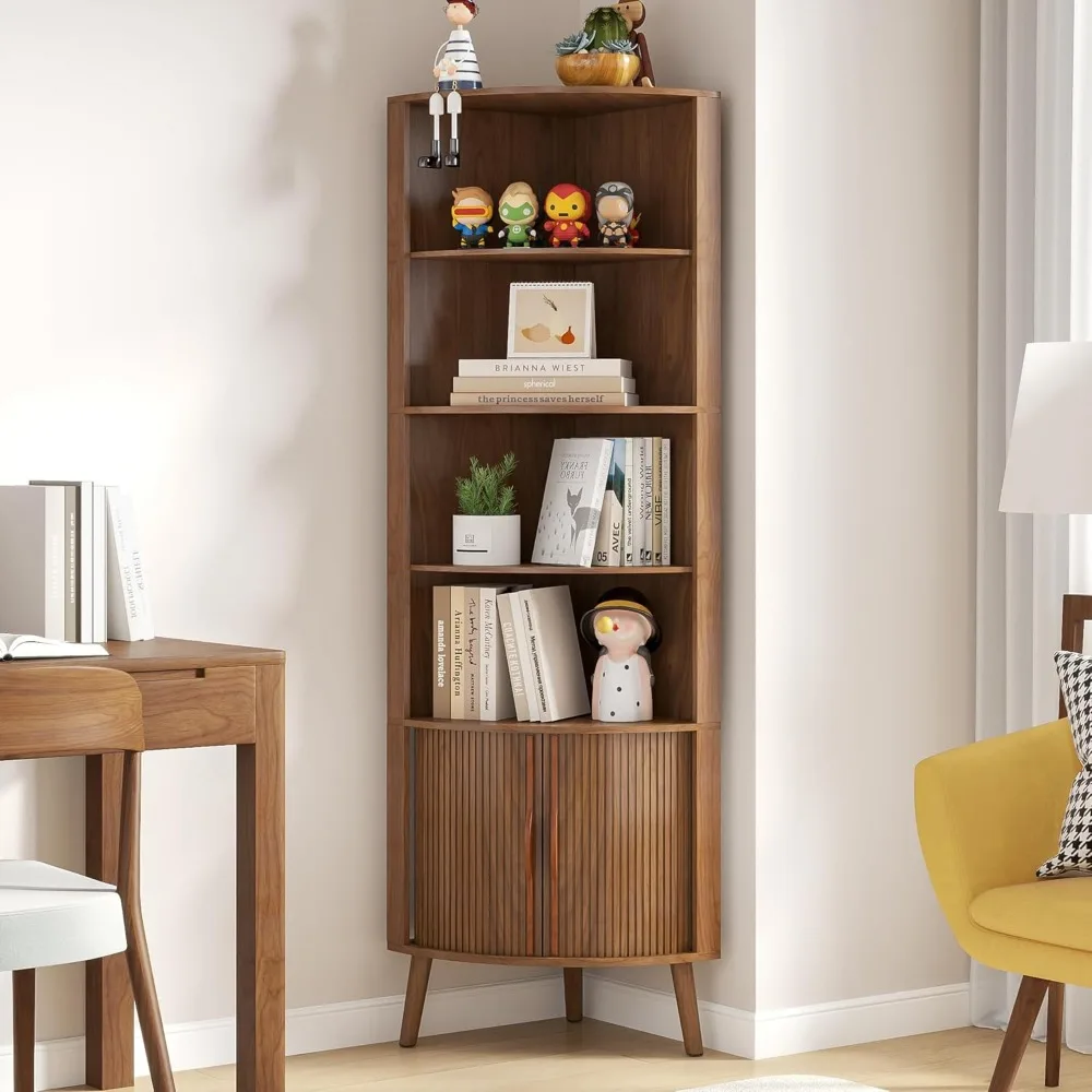 خزانة زاوية حديثة بطول 66.73 بوصة مع أبواب مخددة لتخزين الحمام الأنيق وتوفير مساحة المطبخ