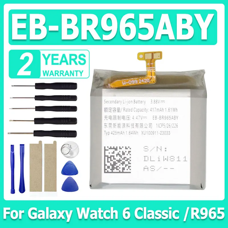 

New Hight Quality Battery EB-BR965ABY Battery For Galaxy Watch 6 Classic /R965 Batteria + Free Tools