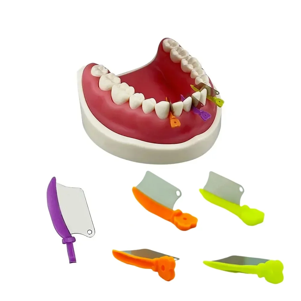 50Pcs/Box Dental Wedges Prime Teeth Interproximal Wedge Guard with Metal Plastic Wedge Knife with Dental Steel Matrix 3 Size