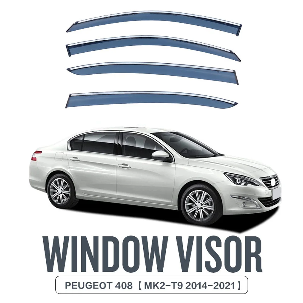 

Хромированные полоски, защита от дождя для PEUGEOT 408 2014-2019, оконный козырек, ветровые дефлекторы, дверной козырек, вентиляционные шторы, вентиляционный козырек