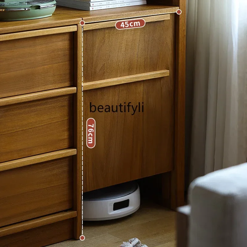 Mobiletto da pranzo retrò, contenitore per soggiorno contro il muro, mobiletto per le pulizie in legno massello