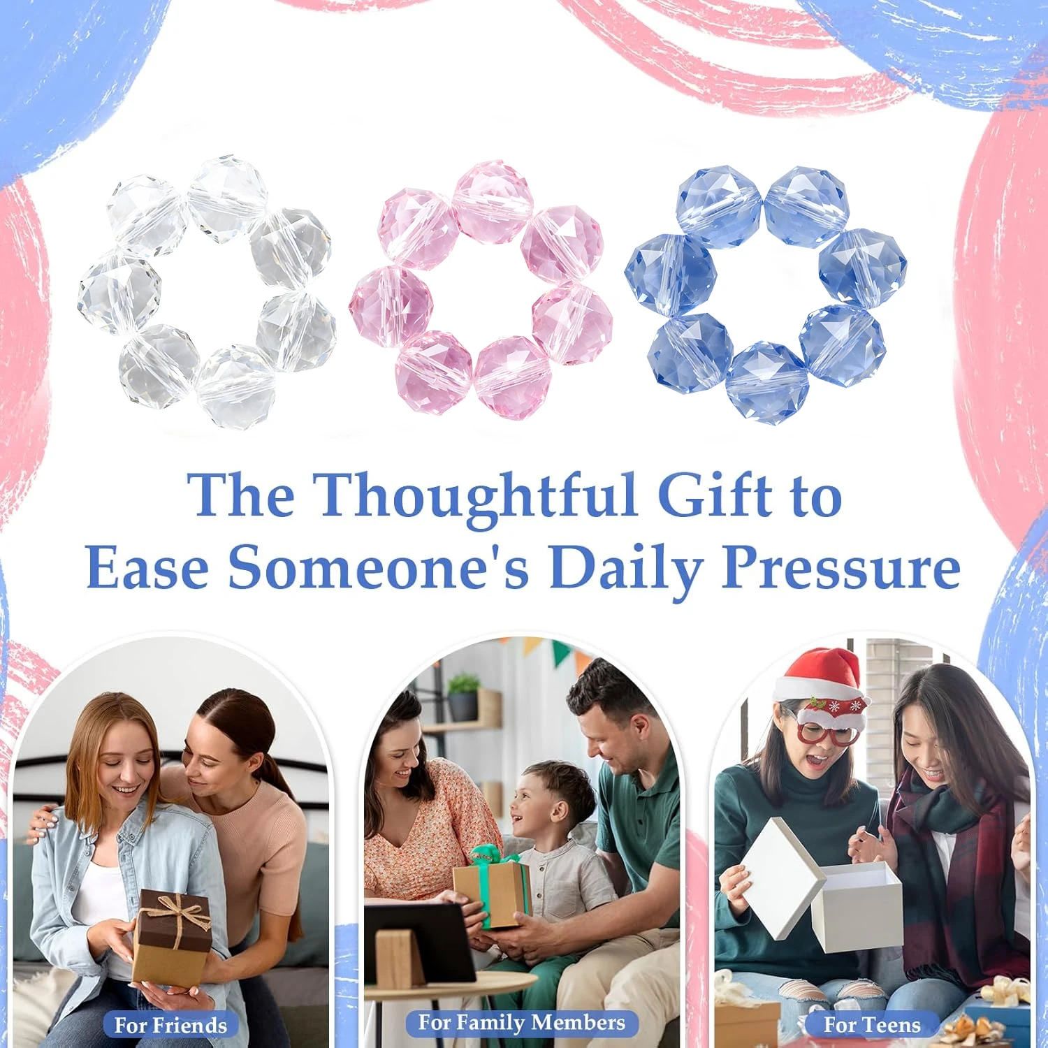 Confezione da 6 anelli colorati per agitarsi con perline appuntite, anelli sensoriali per alleviare lo stress, anelli per l'ansia da dito, giocattoli agitati calmanti, anello Massa