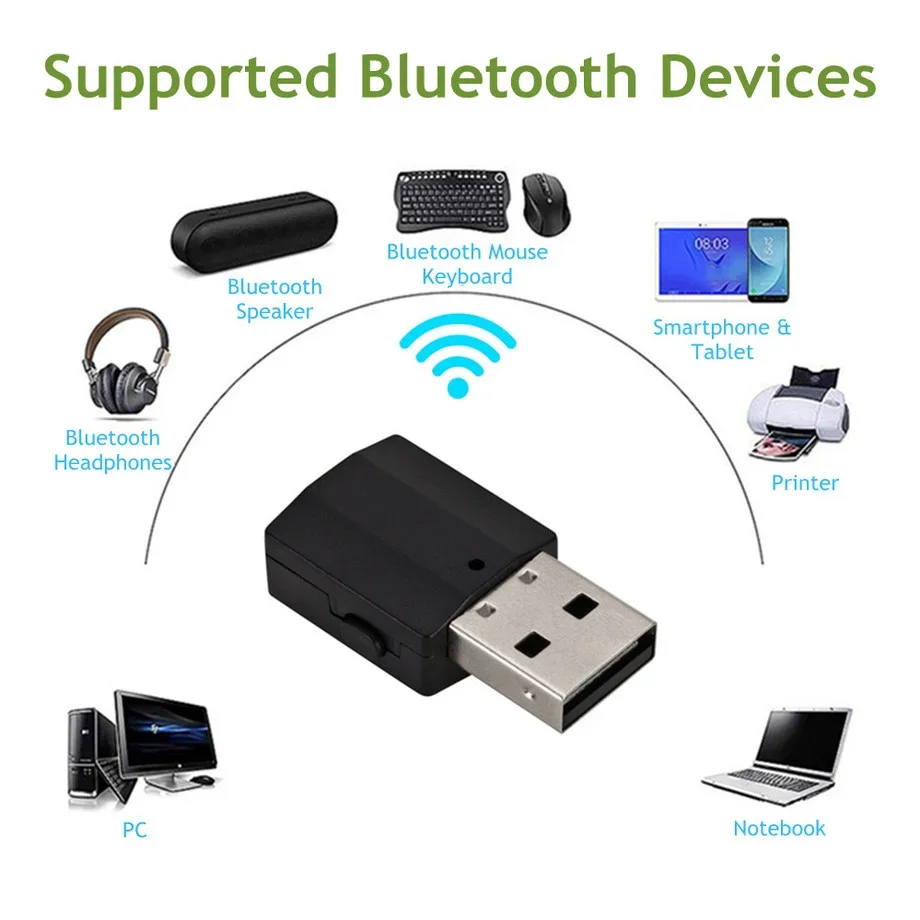 Grwibeou USB Bluetooth 5,0 transmisor receptor Mini 3,5mm AUX estéreo adaptador de música inalámbrico para auriculares Bluetooth Radio de coche TV