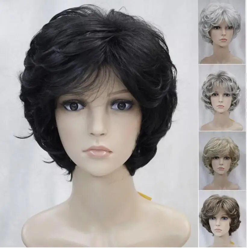 Fashion Full wigs Women Natural Curly Hair Charm ladies short wigs+ wig cap