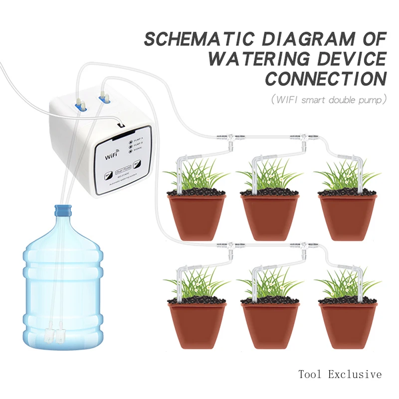 Dispositif d\'arrosage intelligent à double pompe, système d\'irrigation goutte à goutte automatique chronométré, contrôleur APP à distance pour