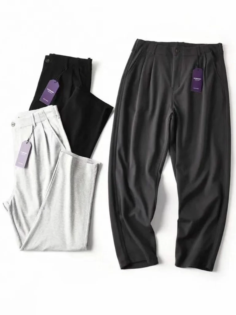 

Мужские летние брюки свободного кроя в стиле Harajuku, модные повседневные, из хлопкового твила 280 г, устойчивого к деформации, синего цвета, зауженные, синие, в стиле Purple Label