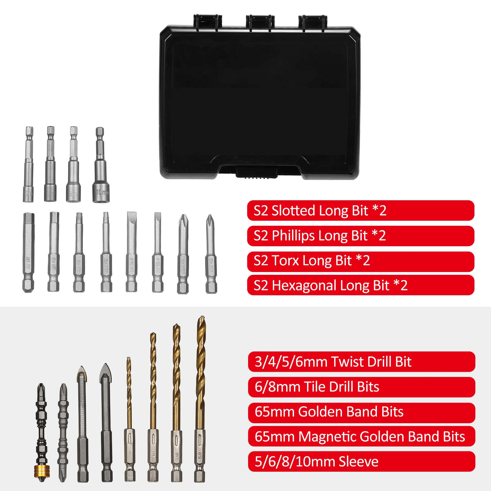 15/20/45PCS Drill Bit Set Screwdriver Bit Set Impact Driver Bit Set for Wood Metal Steel and Security Screwdriver Bits with Case