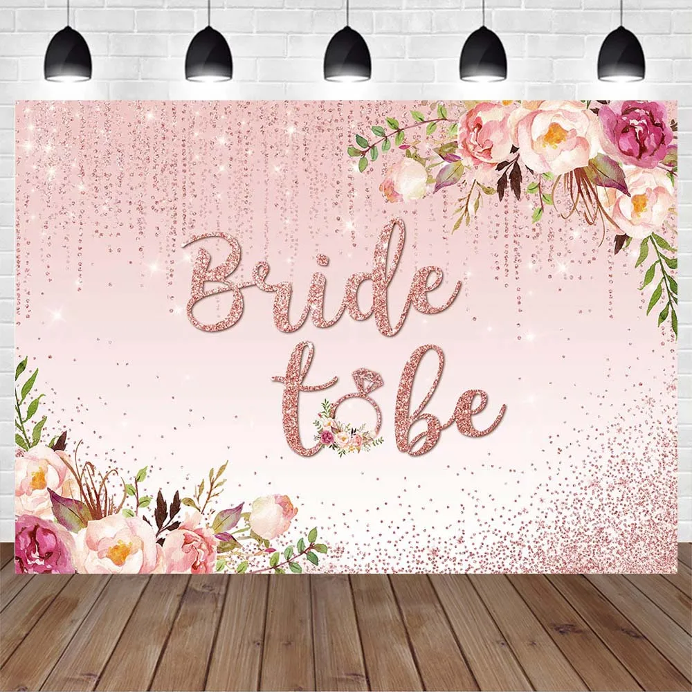 Mocsicka Bridal Shower Backdrop Bride To Be Glitter Pink Tassel Flower Photo Background for Photo Studio Photography Photo Booth