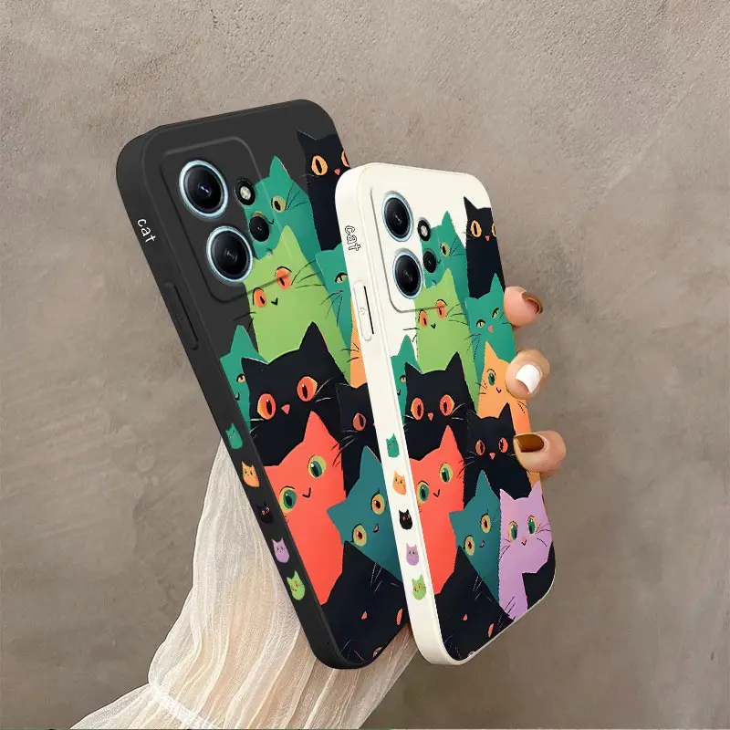 Note 12 Curious Cat Silicone Phone Case For Xiaomi Redmi Note 12 12Pro 13ProPlus 12S 13 12ProPlus 11T 13Pro 11S 10S 10 11 Cover