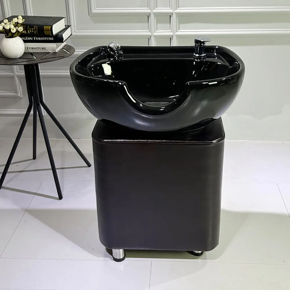 Chaise de shampoing indépendante pour spa, tête de lavage de coiffure, station d\'évier en céramique, meubles de beauté