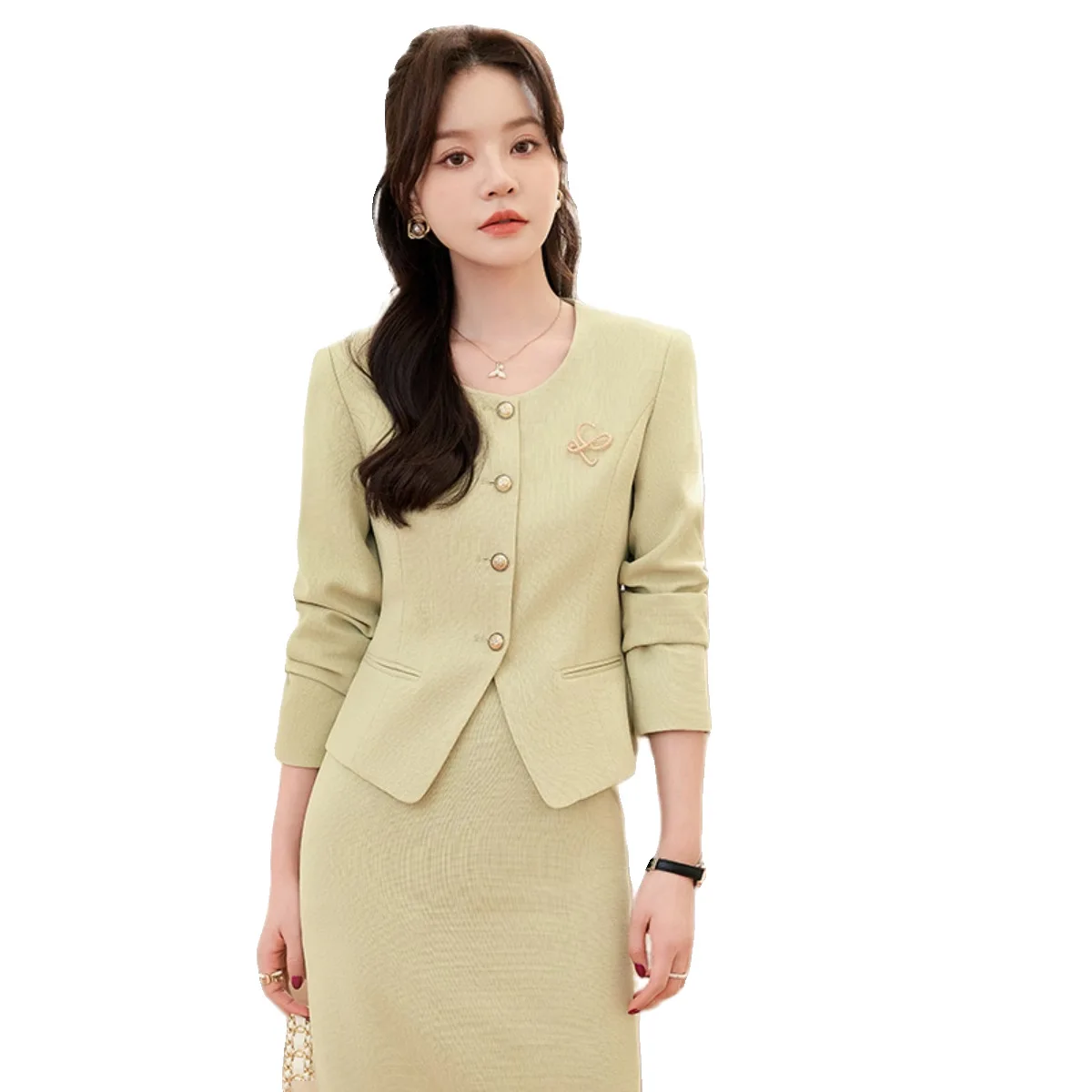 Spring Summer Long Sleeve Women Business Work Wear Suits with Skirt and Tops Formal Professional Office OL Styles Dress Sets