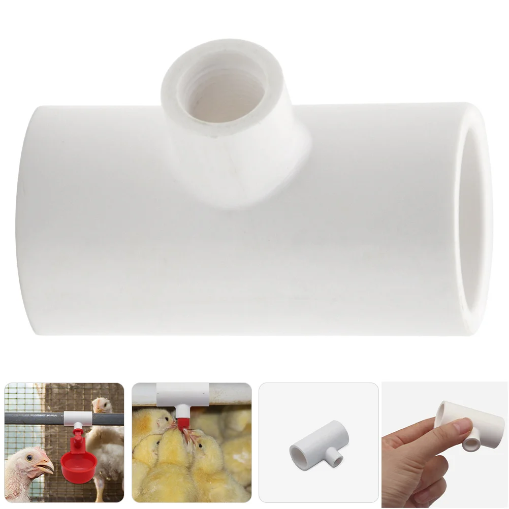 

10pcs Chicken Waterer Pvc Tee Fittings Automatic Poultry Drinker System For Chickens Ducks Quails Rabbits 360 Degree Nipple
