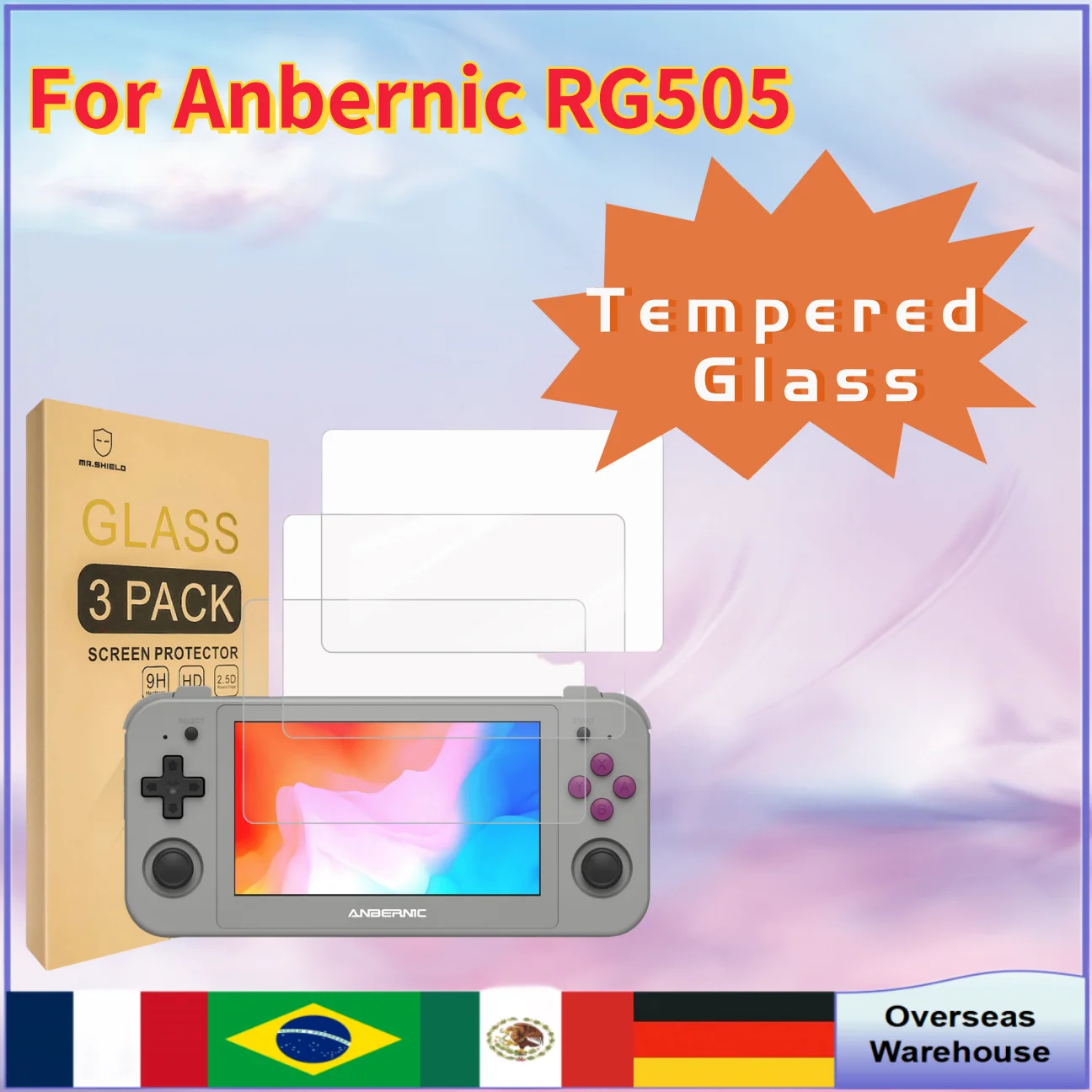 

For Anbernic RG505 Handheld Game Console 3-Pack Screen Protector Tempered Glass Japan Glass With 9H Hardness Accessies Gifts