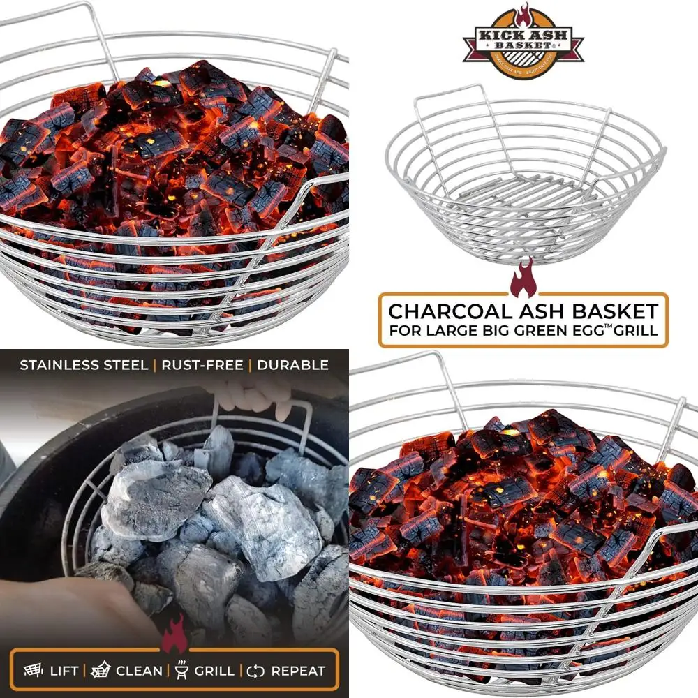 

Stainless Steel Charcoal Ash Caddy for Big Green Egg Grills, Large Size, Wisconsin-Designed