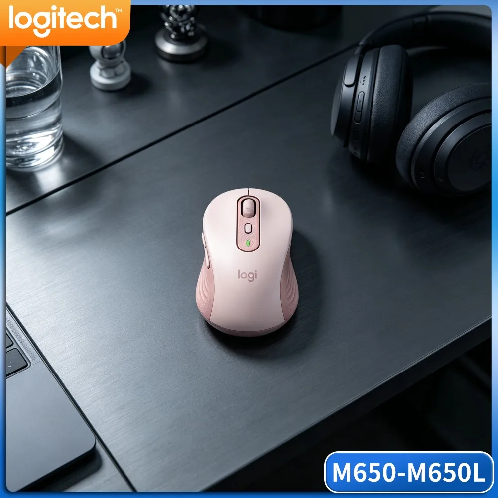 Logitech M650 Ergonomic Mouse Wireless High Precision Optical Tracking Dual Mode Connect Recycled Housing Long Hour Office Work