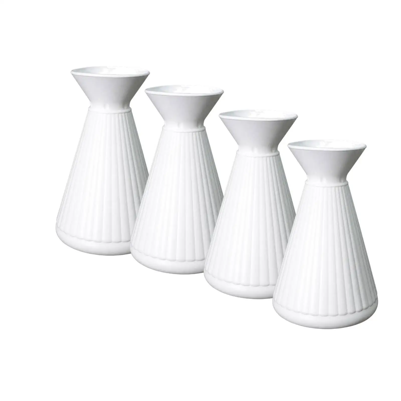 4 Pieces Plastic Flower Vase Sturdy Ribbed Plastic Vase Modern for Shop Displays