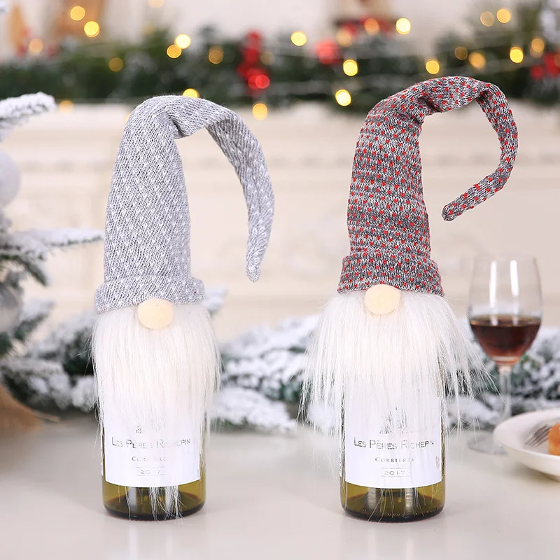 Christmas Decorations Faceless Santa Claus Doll Wine Bottle Cover Christmas Champagne Decoration Wine Bottle Bag Dropshipping