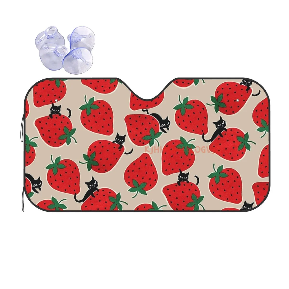 

Strawberry Car Reflective Sun Blocker Fits Small Sedans, Mini SUVs Standard Sunshade Car Accessories