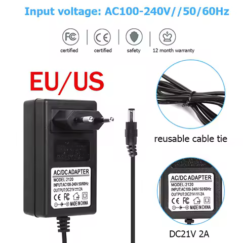 21V 2A Lithium Battery Charger 18V 18650 Lithium Battery Charger DC5.5mm Plug Power Adapter Charger EU/US Battery Wall Charger